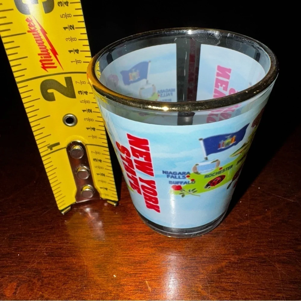 All Over Graphic Print New York State Souvenir Shot Glass 2”